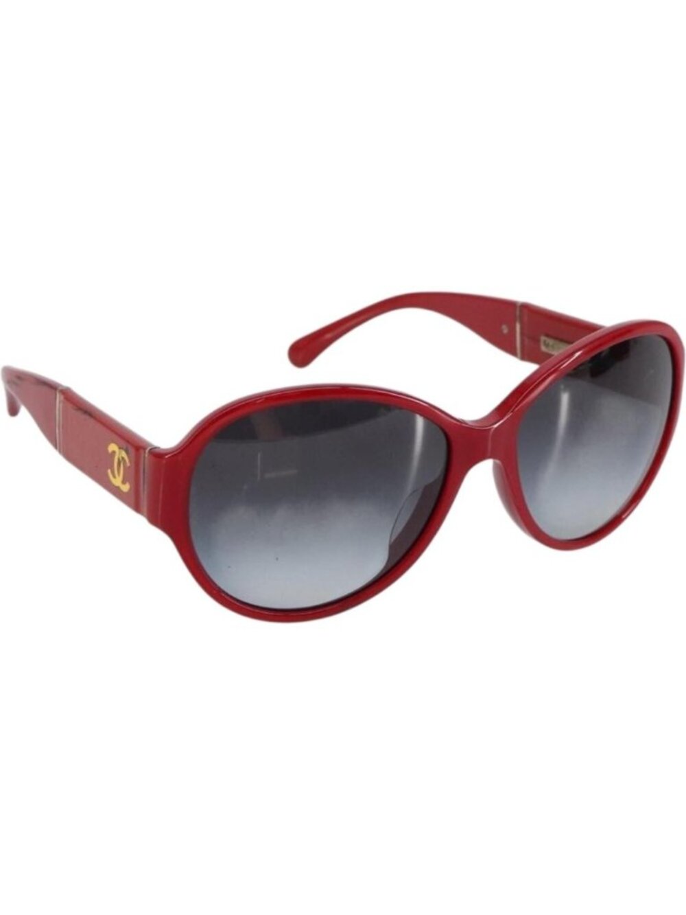 CHANEL Sunglasses plastic Red CC